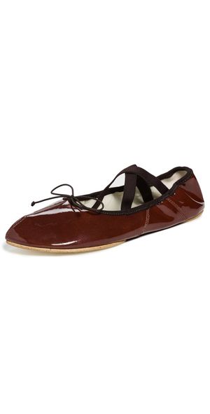Tory Burch Peep Toe Mary Jane Ballet Flats Russet Brown 6