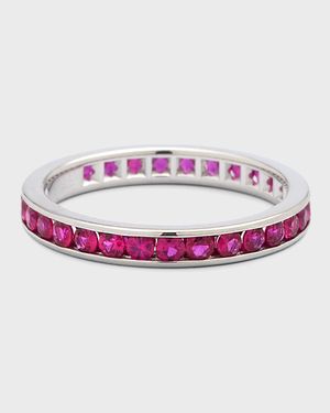 18k White Gold Ruby Eternity Ring, Size 7, 1.50tcw