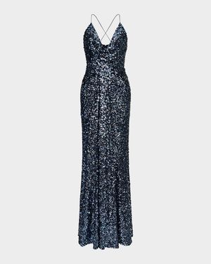 Manon Deep V-Neck Sequin Gown