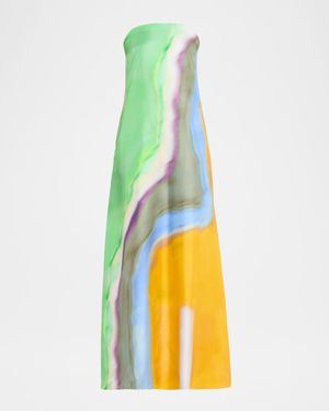 Long Aura Silk Strapless Dress