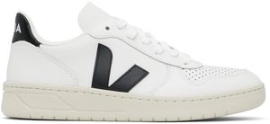 VEJA White & Black V-10 Leather Sneakers