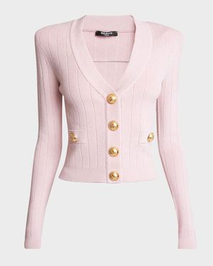Buttoned Knit Cropped Cardigan