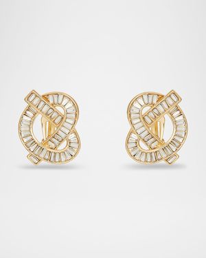 Crystal Pretzel Clip Earrings