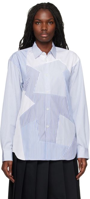 Comme des Garçons Shirt Blue & White Stripe Poplin Shirt