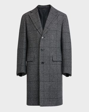 Men's Wool-Cashmere Plaid Topcoat