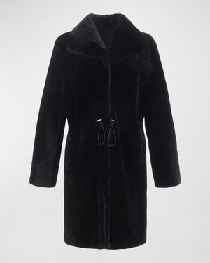 Reversible Belted Lamb Shearling Stroller Jacket