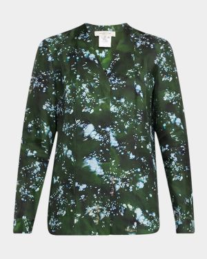 Abstract-Print Silk Blouse