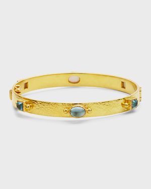 19K Flat Ribbon Roberta Bangle with Aquamarine