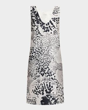 Debis Orchid-Print Crinkle Shift Dress