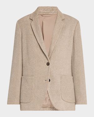 Two-Button Lurex Cotton English Rib Blazer