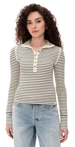 Free People Lake Stripe Henley Tea Combo L