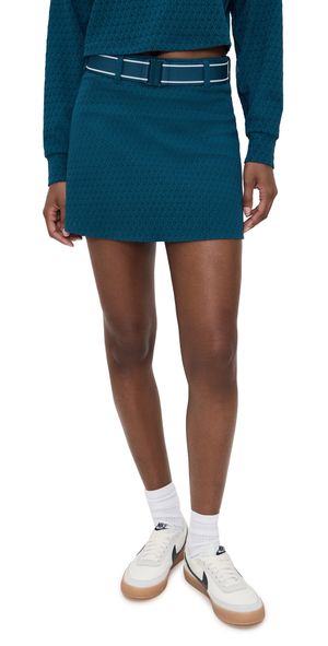 Greyson Diamonds All Day Belted Jacquard Skirt Aegean XS