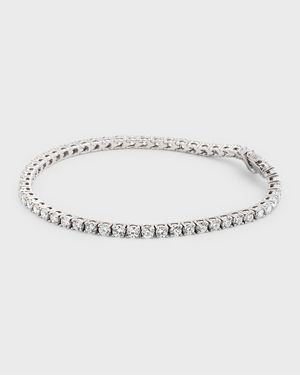 18K White Gold GH/SI Round Diamond 4-Prong Bracelet, 4.48tcw, 7"L