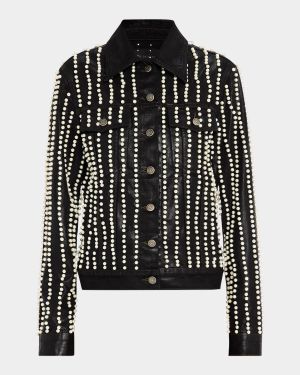 Johnny Embellished Coated Denim Trucker Jacket