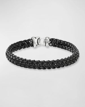 Men's Woven Box Chain Bracelet in Silver, 10mm