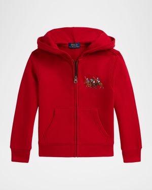 Boy's Triple-Pony Fleece Full-Zip Hoodie, Size 2-7