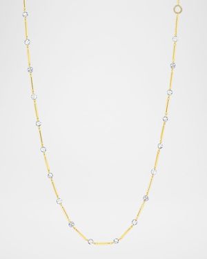 18K Yellow Gold Diamond Station Necklace, 16"-18"L, 4.6ctw