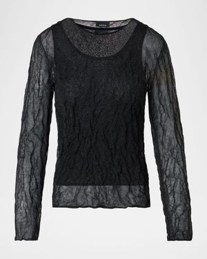 Layered Sheer Long-Sleeve Top