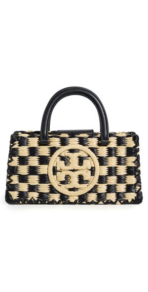 Tory Burch Ella Hand Crocheted Top Handle Bag Black/Natural One Size