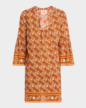 Cortney Floral Flare-Sleeve Mini Dress