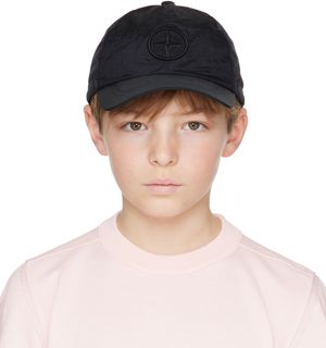 Stone Island Junior Kids Black Recycled Nylon Cap