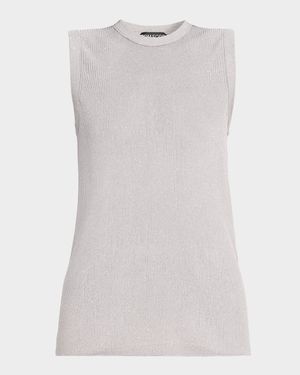 Micro Sequins Ribbed Tank Top