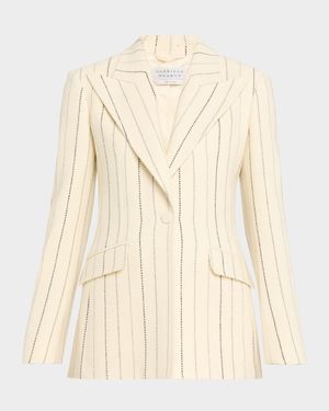 Leiva Pinstripe Wool Cashmere Blazer