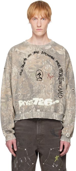 PALY Pull molletonné 'Emotional Pain' kaki à motif camouflage