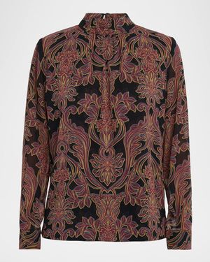 Studded Flora Annie Mock-Neck Blouse