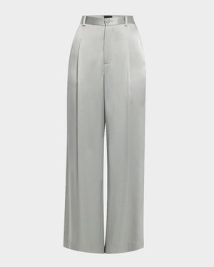 Pleated Satin Pants