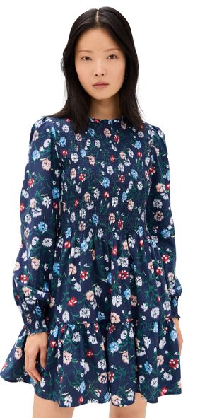 Hill House Home The Viviana Mini Dress Belgravia Floral/Navy Multi M
