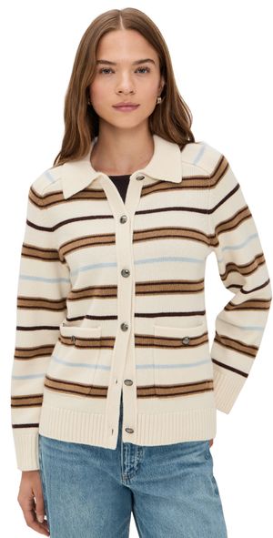 rag & bone Peggy Striped Oversized Cardigan Ivory Multi XS