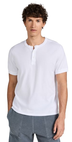 Save Khaki Short Sleeve Pima Henley White XS