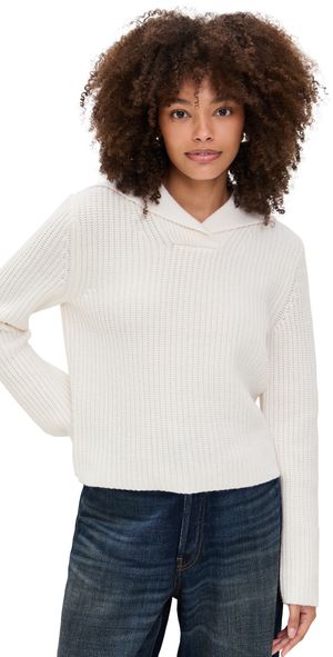 Vince Ribbed Sailor Collar Sweater Off White XL