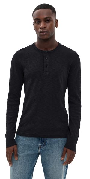 Reigning Champ 1x1 Slub Slim Henley Black XXL