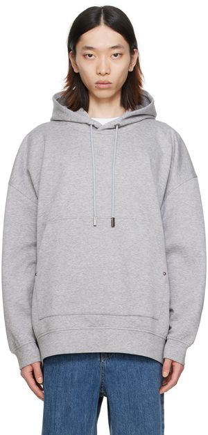 WOOYOUNGMI Pull à capuche gris à manche à cordon coulissant