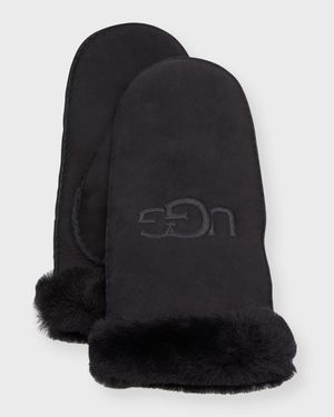 Logo Shearling Mittens