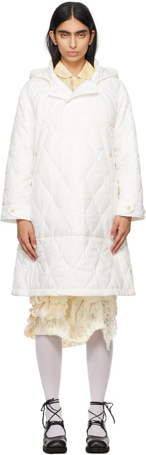 Tao Comme Des Garçons White Taffeta Quilting Coat