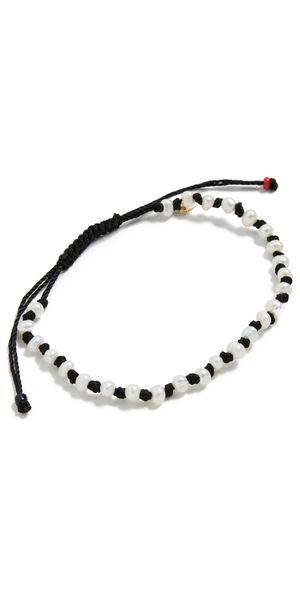 Clare V. Petit Pearl Beaded Bracelet Cream/Black One Size