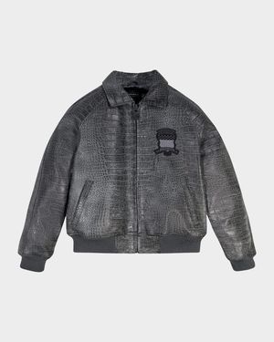 Men's Crocodile Leather Track Jacket