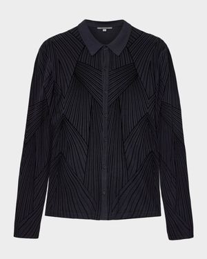 Men's Flocked Knit Button-Down Shirt