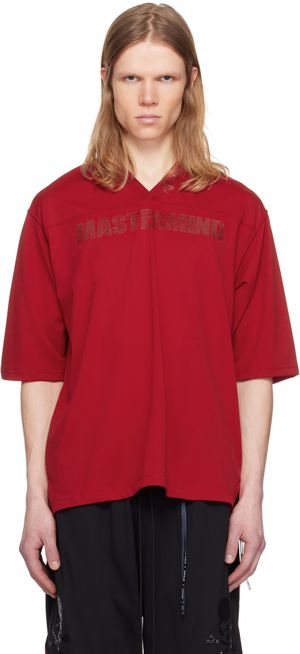 MASTERMIND WORLD Red MW Football V-Neck Jersey