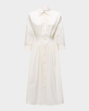 Anais Pleated Cotton Midi Shirtdress