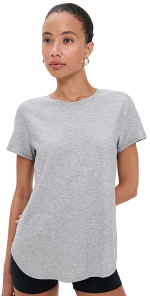 Beyond Yoga Featherweight On the Down Low Tee Silver Mist XS