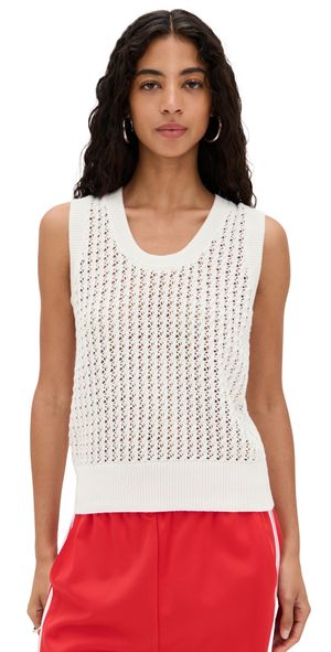 Varley Ferns Open Knit Tank Snow White L