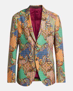 Men's Wool Patchwork Single-Breasted Sport Jacket