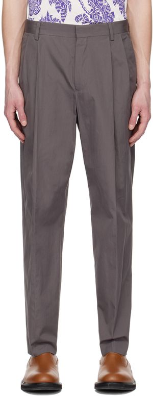 Dries Van Noten Pantalon gris à plis