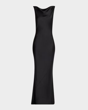Sleeveless Low Back Drape Gown