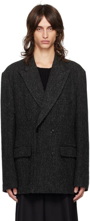 Dries Van Noten Veston noir à revers cranté