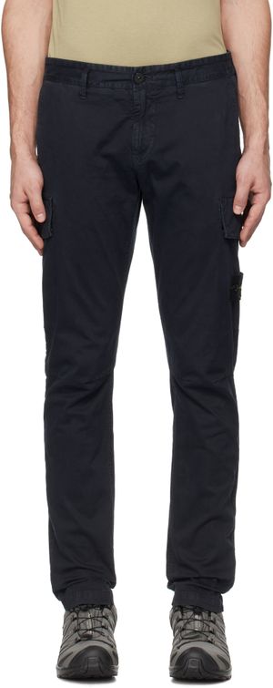 Stone Island Navy Organic Broken Twill 'OLD' Cargo Pants